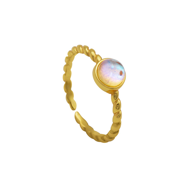 Gold Moonstone Ring, semi precious stone rings, dainty rings, stacking gold rings, twist, gemstone ring