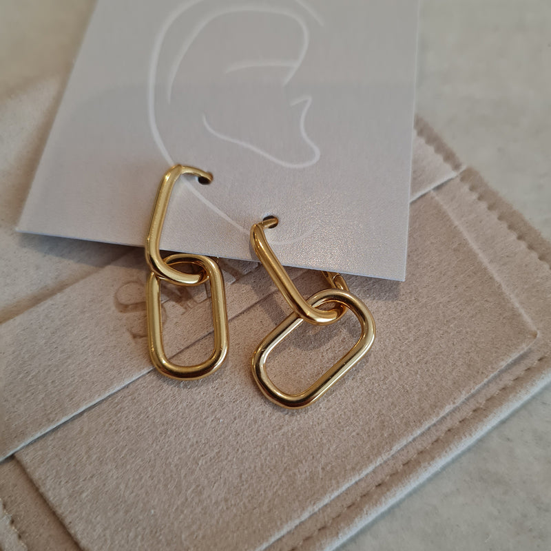 Double Oval Hoop Earrings, gold hoops, women's gold hoop earrings, gold hoops