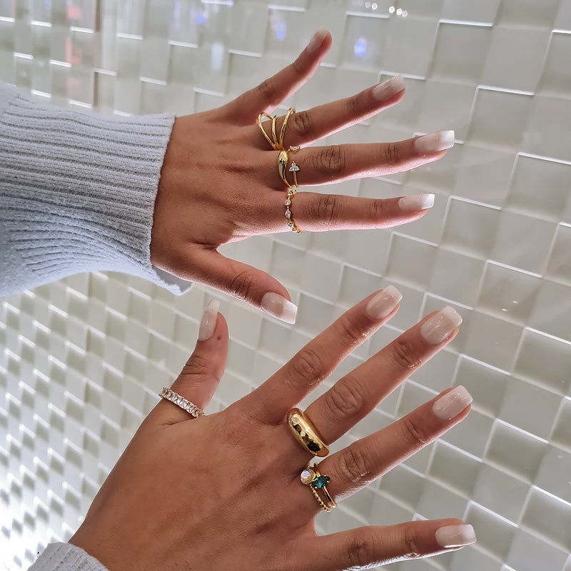 Trilogy gold ring, dainty stacking rings, Womens gold stacking rings