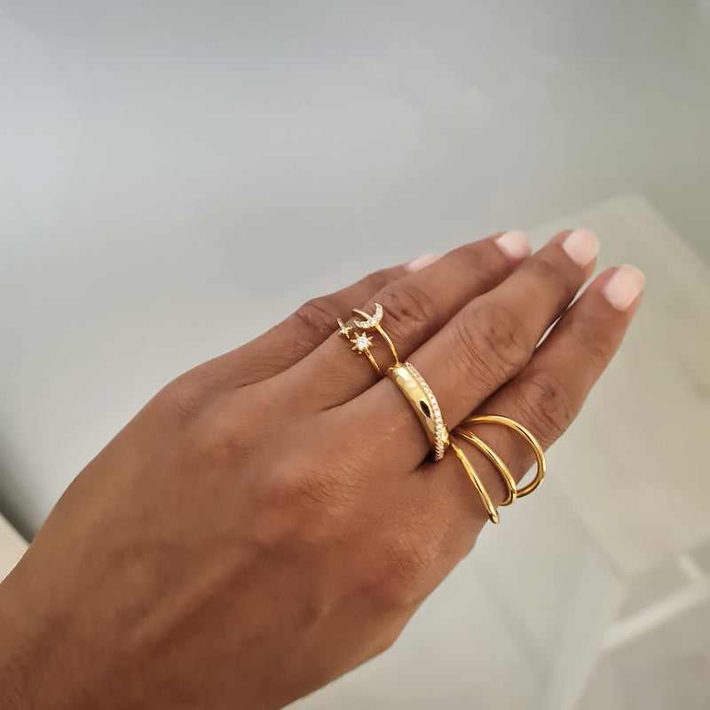 Gold Crystal Ring Nura, stacking gold womens ring, stackable gold rings, statement rings