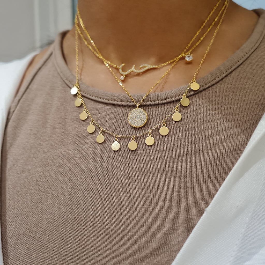 Crystal Medallion Necklace, gold layering dainty necklaces