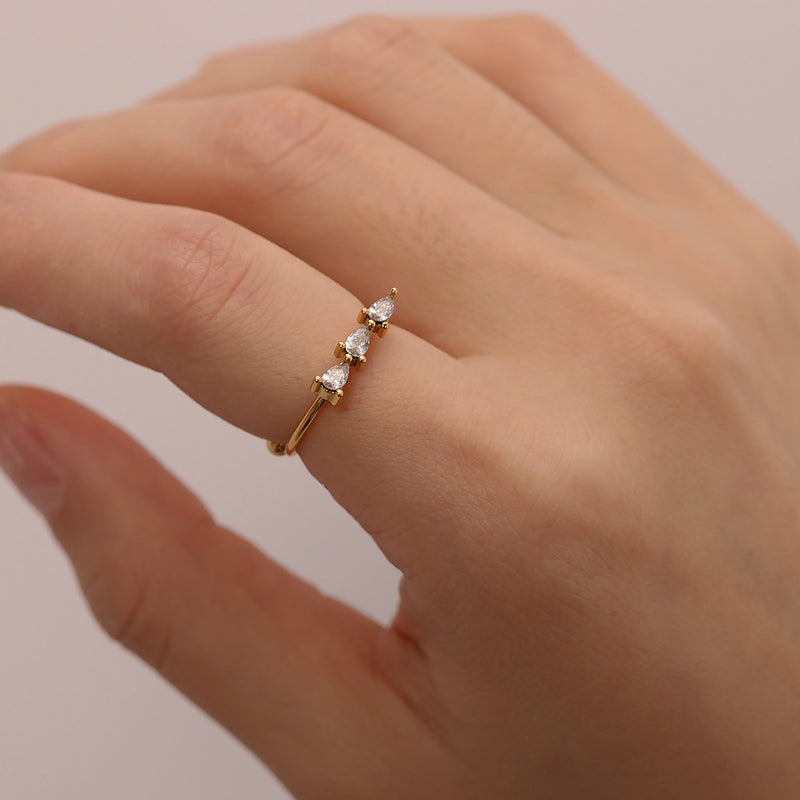 teardrop ring, dainty gold rings, waterproof tarnish free ring