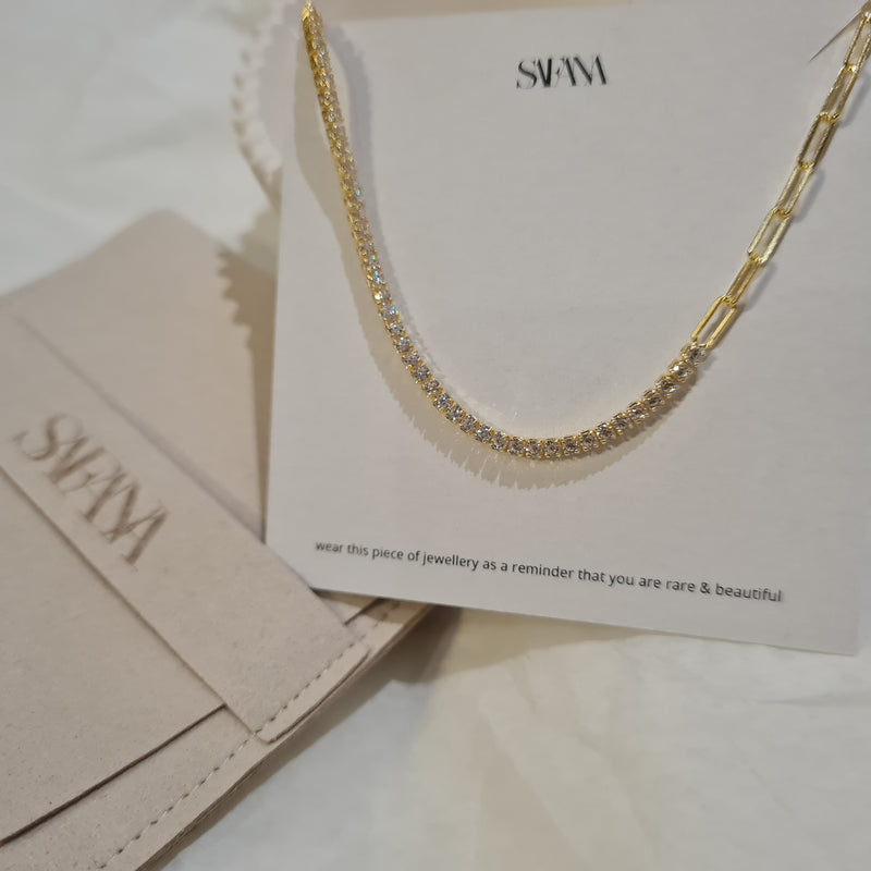 gold tennis chain, gold tennis choker, gold tennis necklace, gold link chain, layering gold necklaces, stacking necklaces, link chain, sterling silver link chain, sterling silver tennis necklace