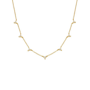 trilogy gold necklace, dainty necklace, three diamond necklace, layering gold necklaces, womens gold stacking necklaces, womens gold jewellery, 925 sterling silver gold jewellery