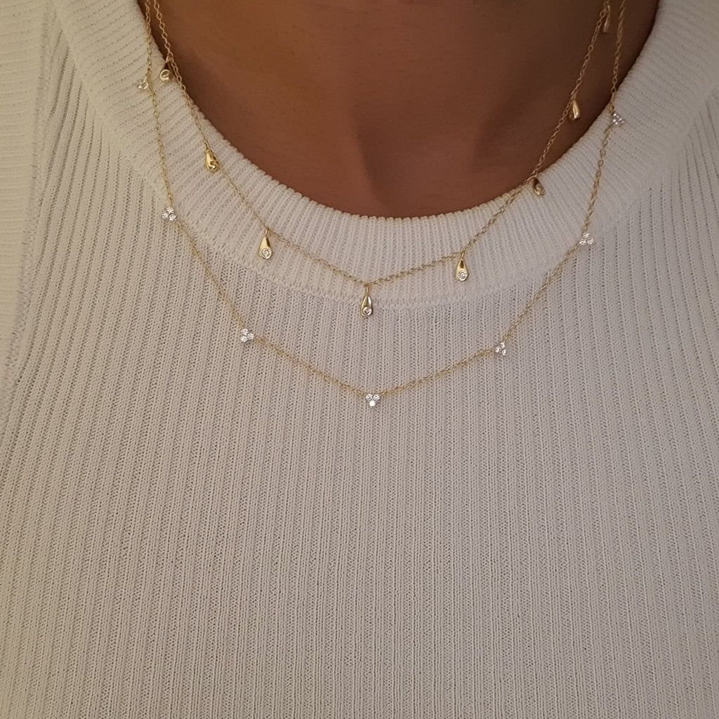 gold water drop necklace, layering gold necklaces, womens gold stacking necklaces, womens gold jewellery, 925 sterling silver gold jewellery