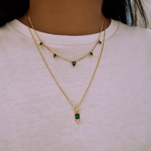 Green emerald Necklace, layering womens necklaces, stacking necklaces, dainty necklaces