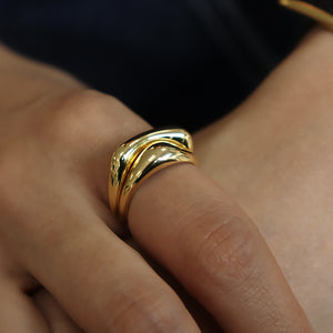 14k Gold Double Stacking Ring, stacking rings, stackable rings, womens gold stacking rings