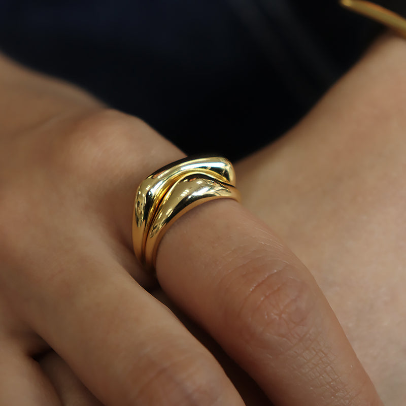 14k Gold Double Stacking Ring, stacking rings, stackable rings, womens gold stacking rings