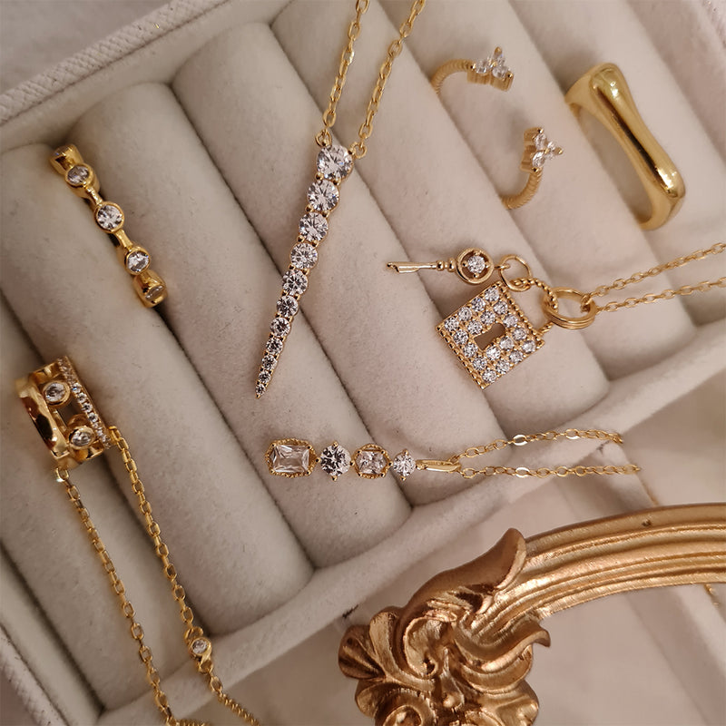 Lock & Key Necklace Ariana, gold padlock necklace, gold key necklace, womens gold layering necklaces