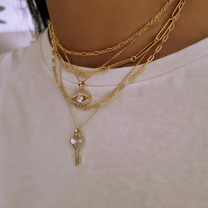 Mother Of Pearl Key Necklace, stacking gold necklaces, layering gold necklaces