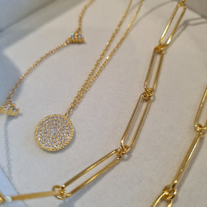 Crystal Medallion Necklace, gold layering dainty necklaces