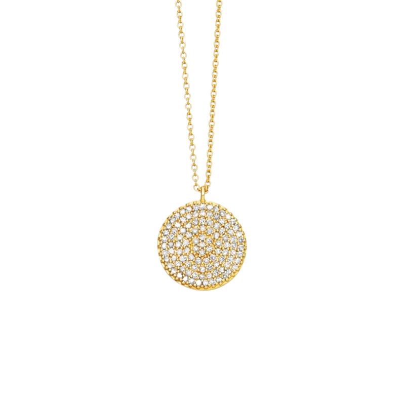 Crystal Medallion Necklace, gold layering dainty necklaces