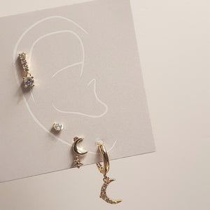 Crystal Drop Earrings, ear stacks, earring stacks, huggie earrings, womens earrings, uk jewellery brand