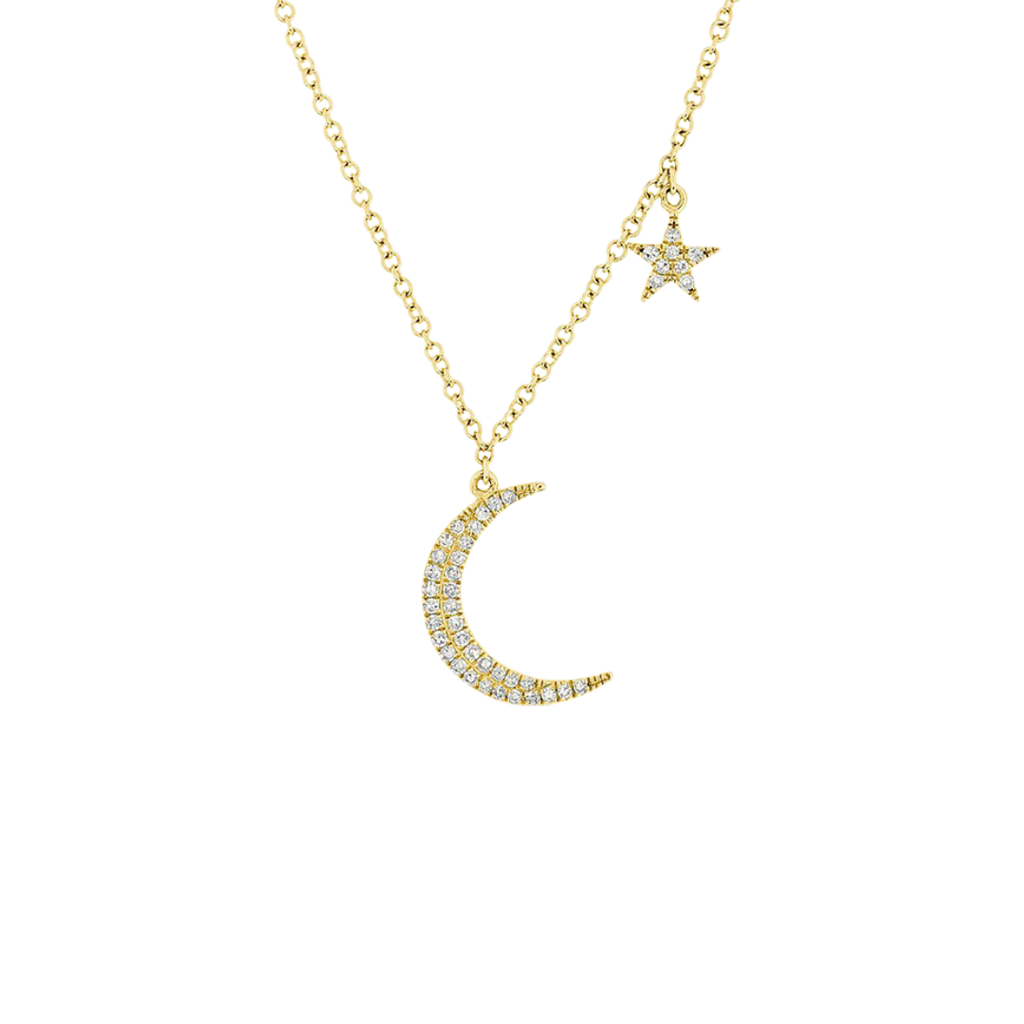 Moon & Star Necklace Aaliyah, gold layering necklaces, gold stacking necklaces women