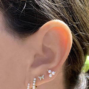 Trilogy Pearl Studs, stacking gold stud earrings,