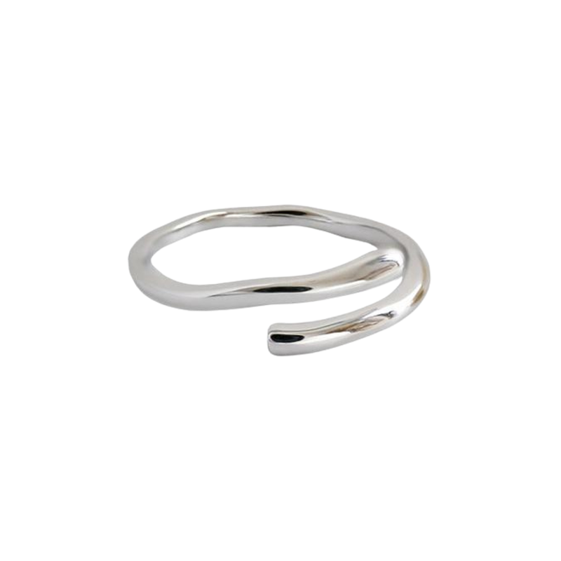 Silver crossover ring, stacking minimalist silver ring