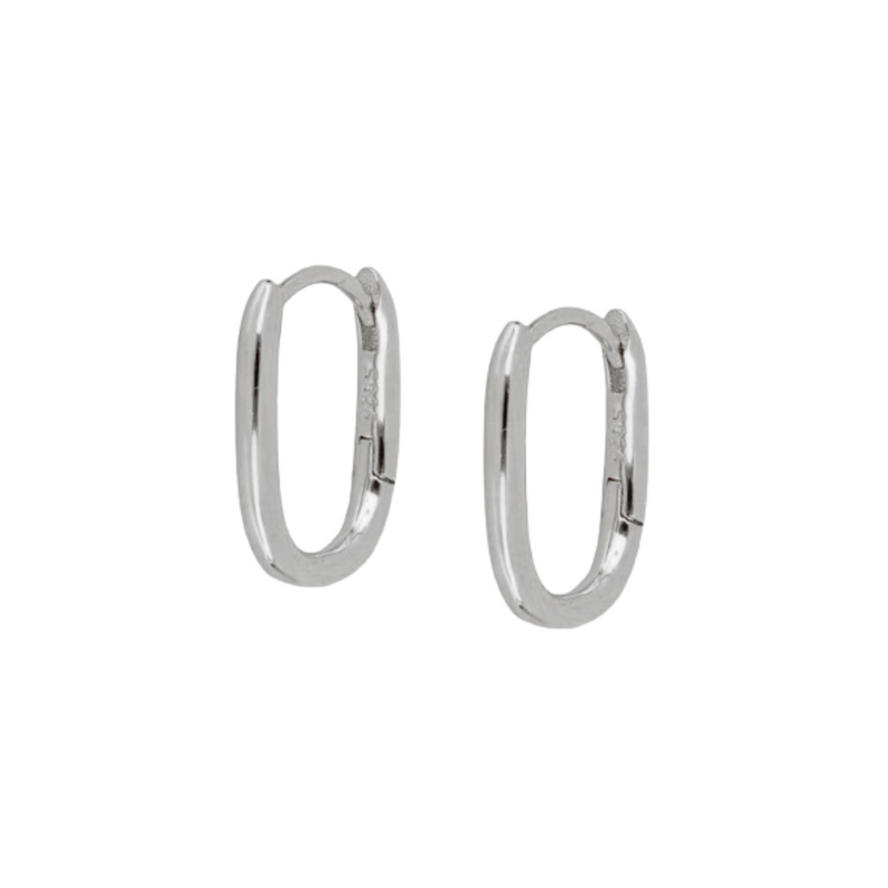 Silver Oval Hoops, minimalist silver stacking hoops