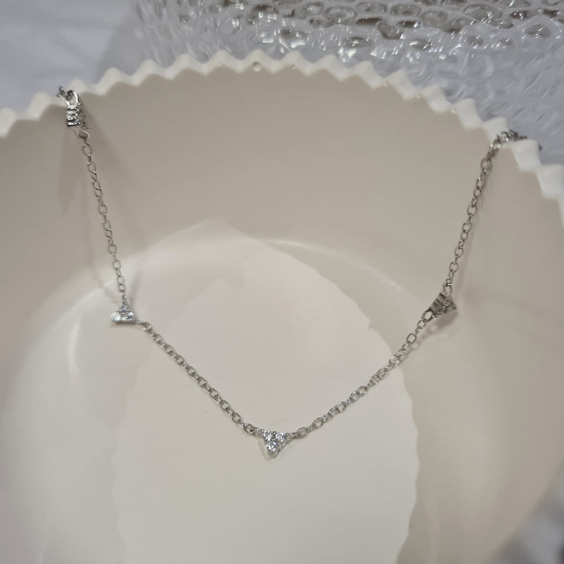 Trilogy Silver Necklace, dainty minimalist stacking necklace