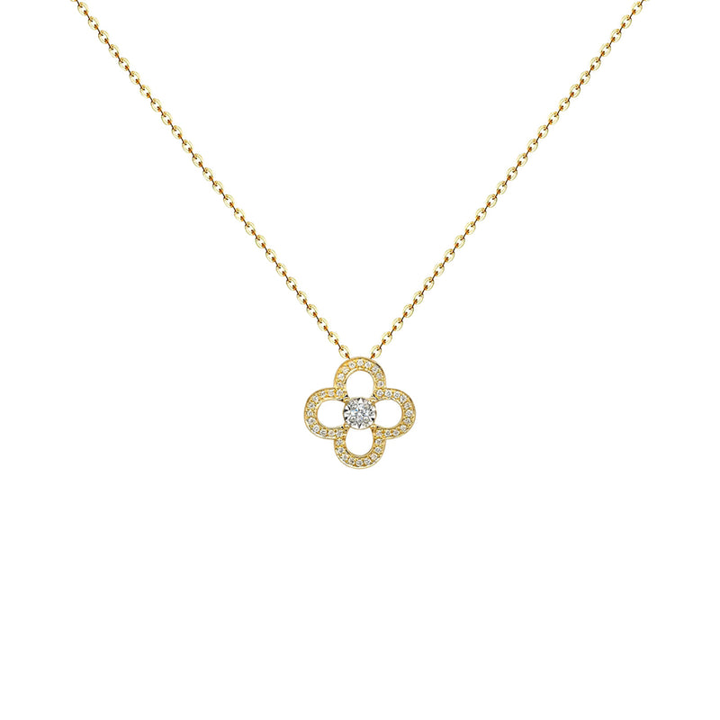 Solid 18K Gold & Diamond Clover Necklace, fine jewellery, real solid gold clover necklace, real solid gold layering dainty jewellery, gifts for her, luxury gifts for her, valentines