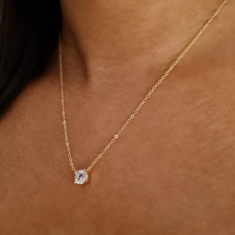solitaire necklace gold, 14ct 925 sterling silver solitaire diamond necklace, gold layering necklace, dainty necklace