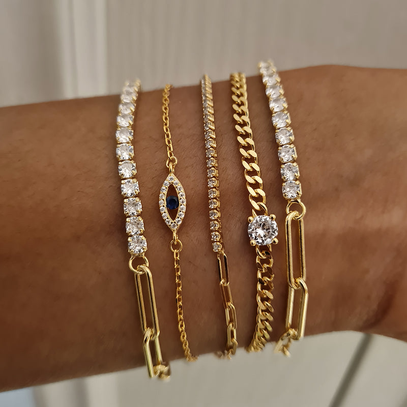 Tennis Link Chain Bracelet, stacking bracelets, dainty bracelets for women