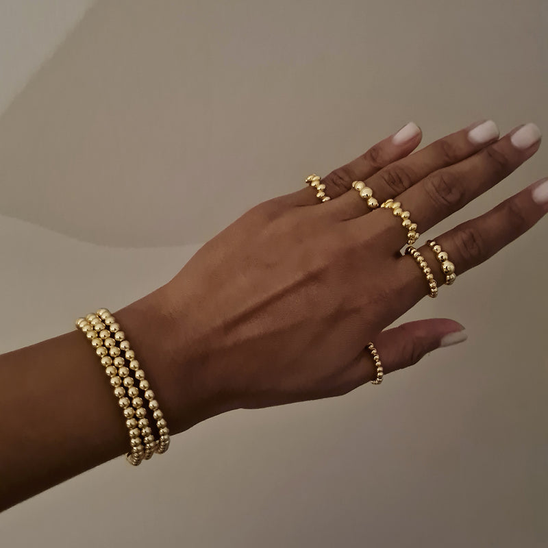 Gold Beaded Ring Emilia, gold stacking Women's ring,, gold statement rings, gold bead ring