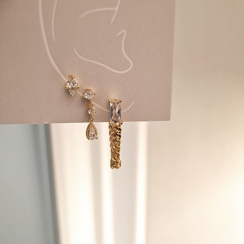Cuban Link Earrings, womens gold statement earrings, gold stacking earrings