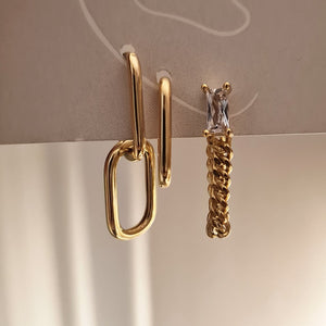 Cuban Link Earrings, womens gold statement earrings, gold stacking earrings