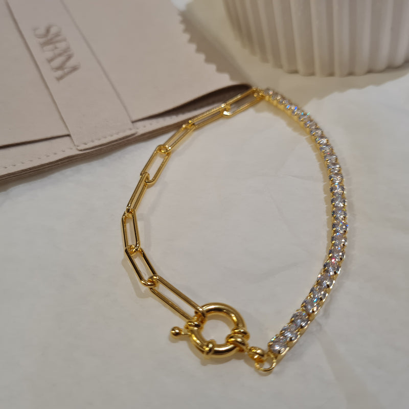 Tennis Link Chain Bracelet, stacking bracelets, dainty bracelets for women, gold stacking bracelets