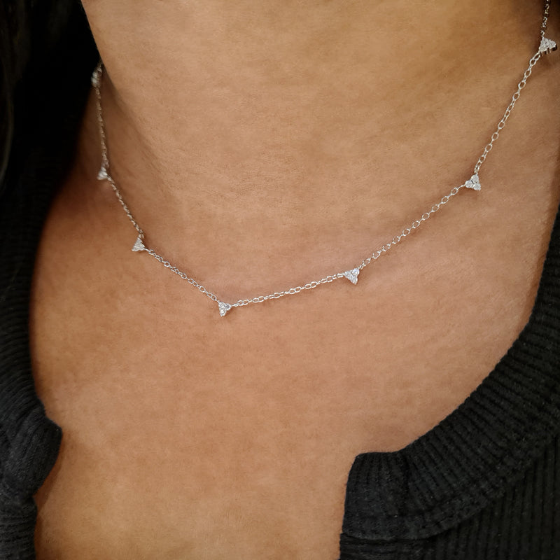 Trilogy Silver Necklace, dainty minimalist stacking necklace