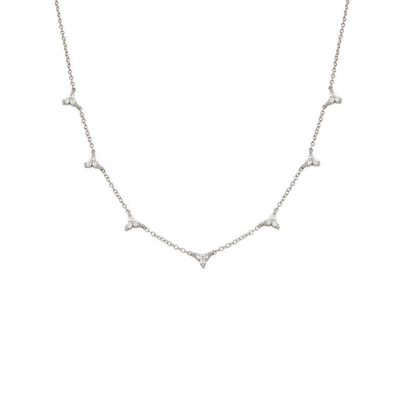 Trilogy Silver Necklace, dainty minimalist stacking necklace