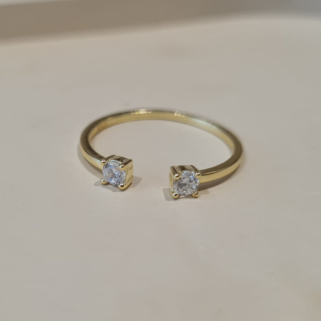 Two Diamond Open Ring, dainty ring, gifts for her