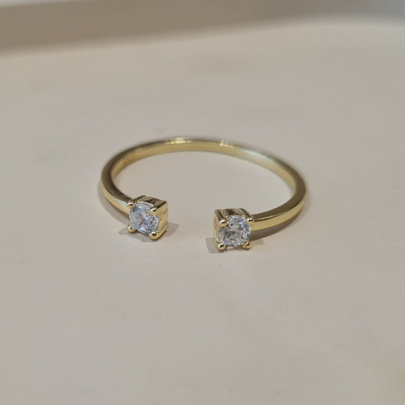 Two Diamond Open Ring, dainty ring, gifts for her