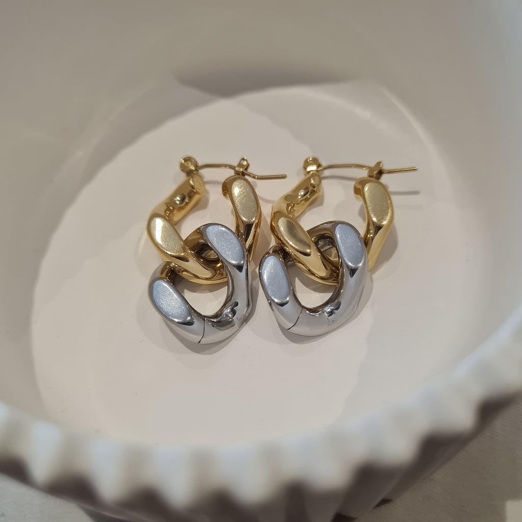 Two Tone Chain Earrings