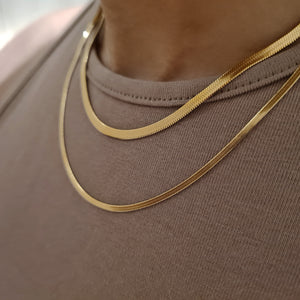 gold snake chain, herringbone chain, tarnish free gold necklace, gifts for her