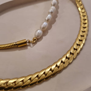 Curb Link Chain Necklace, Women's gold statement necklace, tarnish free jewellery